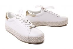 TAMARIS 23713-20 white/gold, półbuty damskie. Białe półbuty damskie Tamaris, bez wzorów, z tkaniny, bez obcasa. Za 149.94 zł.