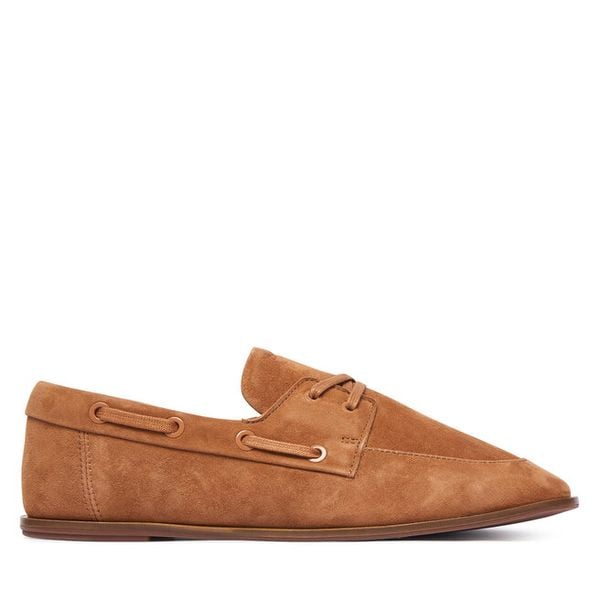 Półbuty Calvin Klein. Brązowe półbuty damskie CALVIN KLEIN, bez wzorów, bez obcasa, na płaskiej podeszwie. Za 569.99 zł.