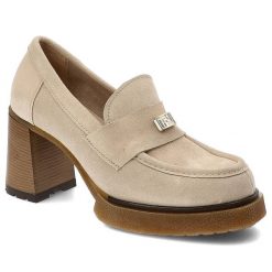 Beżowe Półbuty Armodo Eleganckie Obuwie Na Obcasie. Brązowe półbuty damskie Armodo, bez wzorów, z zamszu, eleganckie, bez obcasa, na obcasie. Za 359.00 zł.