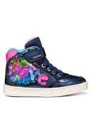 Geox Sneakersy J Skylin Girl J668WB 0NFKC C4243 M Granatowy. Niebieskie buty sportowe dziewczęce Geox, bez wzorów, ze skóry, bez zapięcia. Za 299.99 zł.