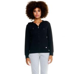 Damska bluza Leone z kapturem Basic zapinanym na zamek na całej długości. Czarne bluzy sportowe damskie LEONE 1947 APPAREL, l, bez wzorów, z tkaniny, bez ramiączek, z kapturem. W wyprzedaży za 167.70 zł.