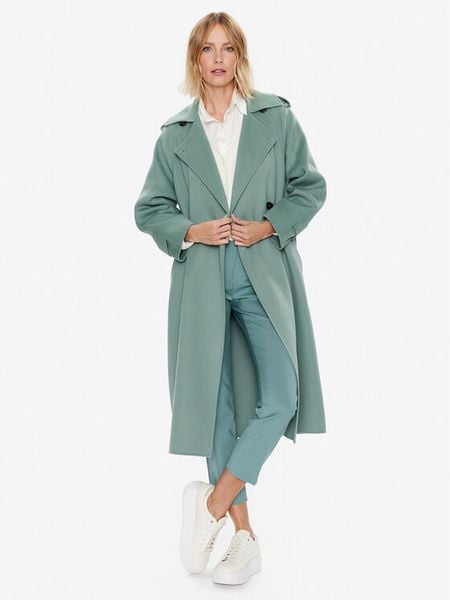 Weekend Max Mara Płaszcz wełniany Cobalto 2350110137 Zielony Regular Fit. Zielone płaszcze damskie Weekend Max Mara, na zimę, bez wzorów, z wełny. Za 3,289.00 zł.