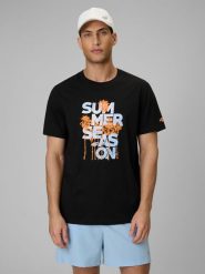 4F T-shirt oversize z nadrukiem męski - czarny 3XL. Czarne t-shirty męskie 4f, m, bez wzorów, z bawełny, bez kołnierzyka. Za 69.99 zł.