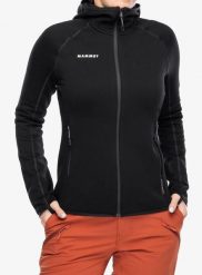 Bluza trekkingowa damska Mammut Aconcagua ML Hooded Jacket. Czarne bluzy z kapturem damskie Mammut, m, z materiału. Za 865.40 zł.