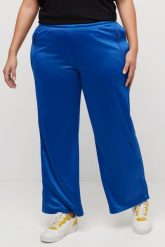 Damskie Spodnie joggingowe guziki szerokie nogawki materiał z recyklingu. Niebieskie spodnie materiałowe damskie Ulla Popken, bez wzorów, z materiału, plus size. Za 279.99 zł.