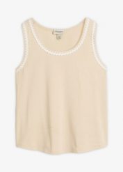 Tank top z dodatkiem jedwabiu. Brązowe topy damskie bonprix, bez wzorów, z koronki, bez kołnierzyka. Za 69.99 zł.
