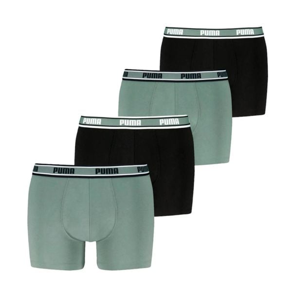 Bokserki męskie Puma ELASTIC INTEREST 4-PACK zielone 94776801 r M. Zielone bokserki męskie Puma, bez wzorów, z bawełny. Za 202.83 zł.