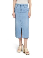 CARTOON Spódnica dżinsowa w kolorze błękitnym rozmiar: 40. Niebieskie spódniczki damskie Cartoon, bez wzorów, z bawełny, klasyczne, z podwyższonym stanem, midi, proste. Za 114.17 zł.