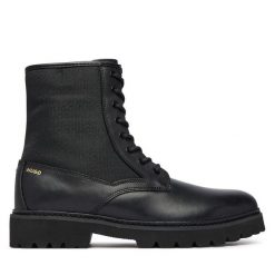Trapery HUGO. Czarne buty zimowe męskie Hugo, bez zapięcia. Za 949.99 zł.