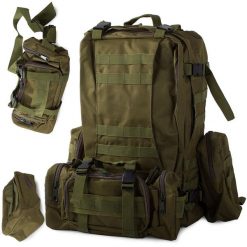 Plecak survivalowy o pojemności 48,5 litra w kolorze khaki. Zielone plecaki męskie PROX, bez wzorów, z materiału. Za 116.76 zł.