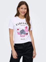 ONLY Koszulka w kolorze białym rozmiar: XL. Białe bluzki damskie Only, xl, bez wzorów, z bawełny, bez kołnierzyka, bez ramiączek. Za 56.79 zł.