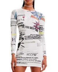 Desigual Vest Wapas sukienka damska wzorzysta długi rękaw mini. Czerwone sukienki damskie Desigual, na co dzień, m, bez wzorów, z elastanu, bez kołnierzyka, bez ramiączek, maxi, proste. Za 339.99 zł.
