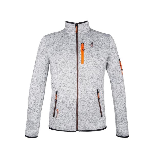 Polar bluza rozpinana dzianinowa melanżowa Navoy AULP 3 kieszenie. Szare bluzy bez kaptura męskie Aulp, m, z dzianiny. W wyprzedaży za 179.99 zł.