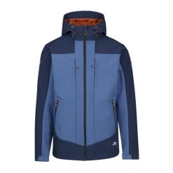 Trespass Tamston- Męska kurtka softshell granatowa. Niebieskie kurtki softshell damskie Trespass, m, z aplikacjami, z softshellu, bez kaptura. Za 346.99 zł.