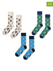 Happy Socks Skarpety (3 pary) w kolorze błękitno-zielono-beżowym rozmiar: 36-40. Brązowe skarpetki męskie Happy Socks, bez wzorów. Za 73.99 zł.