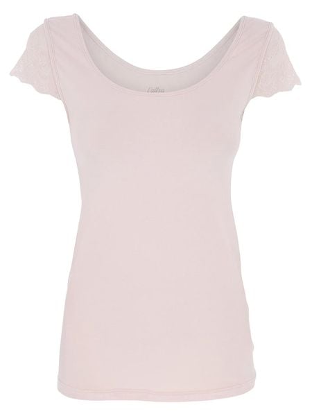 COTONELLA Koszulka w kolorze jasnoróżowym rozmiar: XL. Różowe bluzki damskie Cotonella, xl, bez wzorów, bez kołnierzyka, bez ramiączek. Za 27.95 zł.