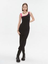 Versace Jeans Couture Sukienka codzienna 75HAO976 Czarny Slim Fit. Czarne sukienki damskie Versace Jeans Couture, na co dzień, bez wzorów, z bawełny, bez kołnierzyka, bez ramiączek, proste. Za 689.99 zł.
