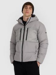 4F Kurtka puchowa z syntetycznym wypełnieniem męska - szara 3XL. Szare kurtki męskie 4f, na zimę, m, bez wzorów, z puchu, bez kaptura. Za 499.99 zł.