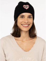 Zwillingsherz Czapka "Leo Heart" w kolorze czarnym rozmiar: onesize. Czarne czapki zimowe damskie Zwillingsherz, z materiału. Za 86.99 zł.