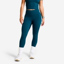 Legginsy sportowe damskie Domyos wysoki stan. Czarne legginsy damskie DOMYOS, l, bez wzorów, z lycry. Za 119.99 zł.
