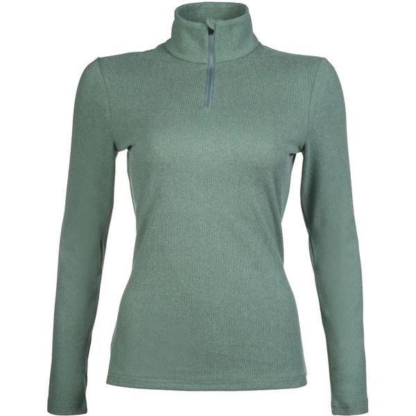 Damska koszulka jeździecka z długim rękawem HKM Supersoft. Zielone t-shirty damskie HKM, xl, bez wzorów, z zamszu, bez kołnierzyka. Za 212.00 zł.