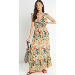 Zielona Sukienka z Wiskozy Yenek. Zielone sukienki damskie Born2be, na imprezę, l, z aplikacjami, z wiskozy, eleganckie, bez kołnierzyka, bez ramiączek, maxi, kopertowe. W wyprzedaży za 71.99 zł.