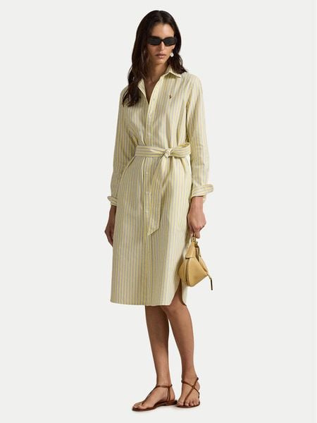 Polo Ralph Lauren Sukienka koszulowa 211959901501 Żółty Regular Fit. Żółte sukienki damskie Polo Ralph Lauren, bez wzorów, z bawełny, bez kołnierzyka, bez ramiączek, koszulowe. Za 1,199.00 zł.