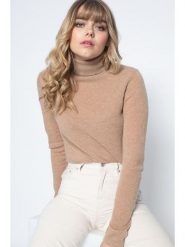 Perfect Cashmere Kaszmirowy golf "Ashley" w kolorze beżowym rozmiar: L. Brązowe golfy damskie Perfect Cashmere, l, bez wzorów, z kaszmiru, bez ramiączek. Za 353.27 zł.