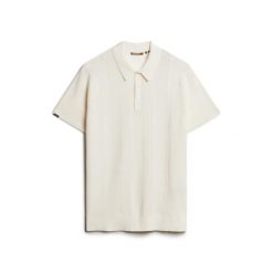 Dzianinowa koszulka polo Superdry. Białe koszulki polo męskie Superdry., na lato, s, bez wzorów, z bawełny, bez ramiączek. Za 328.50 zł.
