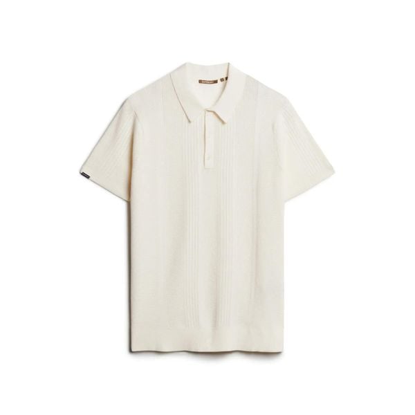 Dzianinowa koszulka polo Superdry. Białe koszulki polo męskie Superdry., na lato, s, bez wzorów, z bawełny, bez ramiączek. Za 328.50 zł.