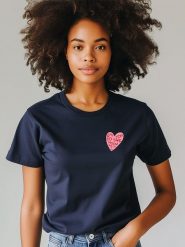 WOOOP Koszulka w kolorze granatowym rozmiar: L. Niebieskie t-shirty damskie Wooop, l, bez wzorów, z bawełny, bez kołnierzyka. Za 69.95 zł.