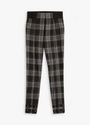 Jegginsy ze złotymi nitami. Czerwone legginsy damskie bonprix, bez wzorów. Za 39.99 zł.
