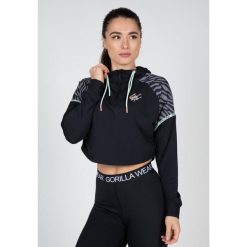 Zion Cropped Bluza z kapturem - Czarny. Czarne bluzy sportowe damskie GORILLA WEAR, na zimę, bez wzorów, bez ramiączek, z kapturem. Za 302.50 zł.