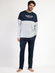 Admas Piżama "Stay at home" w kolorze granatowo-szarym rozmiar: S. Niebieskie piżamy męskie admas, s, bez wzorów, z bawełny, bez ramiączek. Za 130.99 zł.