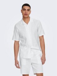 Only & Sons Koszula Caiden 22025116 Biały Slim Fit. Białe koszule męskie Only & Sons, m, bez wzorów, z bawełny, bez kołnierzyka, bez ramiączek. Za 89.99 zł.
