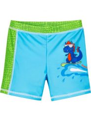 Playshoes Kąpielówki "Dino" w kolorze zielono-turkusowym rozmiar: 110/116. Zielone kąpielówki męskie Playshoes, bez wzorów, z materiału. Za 52.55 zł.