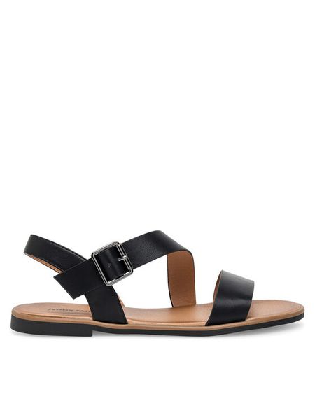 JENNY Sandały DARI WS250723-3 Czarny. Czarne sandały damskie Jenny, bez wzorów, z syntetyku, bez obcasa, na płaskiej podeszwie. Za 79.99 zł.