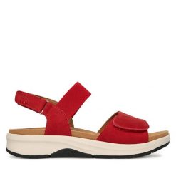 Sandały Josef Seibel. Czerwone sandały damskie Josef Seibel, bez wzorów, bez obcasa, na płaskiej podeszwie. Za 419.99 zł.