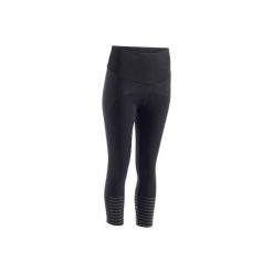 Legginsy 7/8 slim Gym & Pilates 900 damskie. Czarne legginsy damskie DOMYOS, l, bez wzorów, z bawełny, z podwyższonym stanem, na jogę i pilates. W wyprzedaży za 49.99 zł.