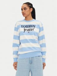 Tommy Jeans Bluza Ess Logo DW0DW19041 Niebieski Relaxed Fit. Niebieskie bluzy bez kaptura damskie Tommy Jeans, s, z bawełny. Za 269.99 zł.