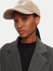 KARL LAGERFELD Czapka z daszkiem 246W3406 Beżowy. Brązowe czapki z daszkiem damskie Karl Lagerfeld, bez wzorów, z materiału. Za 239.99 zł.