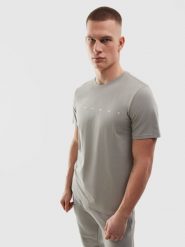 4F T-shirt regular z bawełny organicznej z nadrukiem męski - szary S. Szare t-shirty męskie 4f, m, bez wzorów, z bawełny, bez kołnierzyka. W wyprzedaży za 39.99 zł.