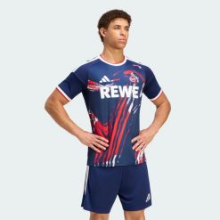 Koszulka piłkarska FC Koeln. Białe t-shirty sportowe męskie Adidas, l, z materiału, bez ramiączek, do piłki nożnej. Za 439.00 zł.