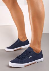 Granatowe Tenisówki z Ozdobnymi Przeszyciami Oridorise. Niebieskie trampki i tenisówki damskie Born2be, bez wzorów, z jeansu. Za 79.99 zł.