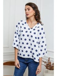 La Compagnie Du Lin Lniana bluzka "Amoura" w kolorze białym rozmiar: M. Białe bluzki damskie La Compagnie Du Lin, m, bez wzorów, ze lnu, bez kołnierzyka, bez ramiączek. Za 100.99 zł.