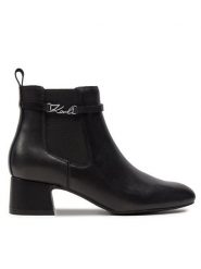 KARL LAGERFELD Botki Bonnie KL30344 Czarny. Czarne botki damskie Karl Lagerfeld, ze skóry, bez obcasa, na słupku, bez zapięcia. Za 569.99 zł.