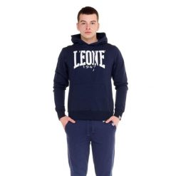 Bluza z bawełna z kaptur na siłownia na czas wolny. Białe bluzy sportowe męskie LEONE 1947 APPAREL, bez wzorów, z bawełny, sportowe, bez kołnierzyka, bez ramiączek. W wyprzedaży za 112.15 zł.