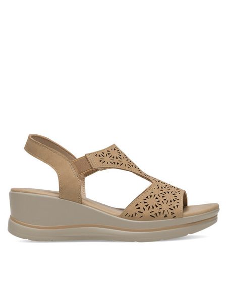 Clara Barson Sandały WYL0510-27 Beżowy. Brązowe sandały damskie Clara Barson, bez wzorów, ze skóry, bez obcasa, na koturnie. Za 69.99 zł.