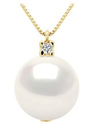 Pearline Złoty naszyjnik z perłą i diamentem - dł. 42 cm rozmiar: onesize. Białe naszyjniki damskie Pearline, złote. Za 2,278.95 zł.