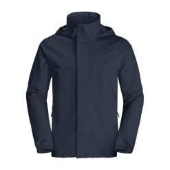 Kurtka przeciwdeszczowa męska Jack Wolfskin Stormy Point 2L. Niebieskie kurtki męskie Jack Wolfskin, l, bez wzorów, klasyczne, z kapturem. W wyprzedaży za 360.50 zł.